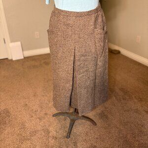 Vintage Classic Tweet Wool Skirt with Pockets Fully Lined